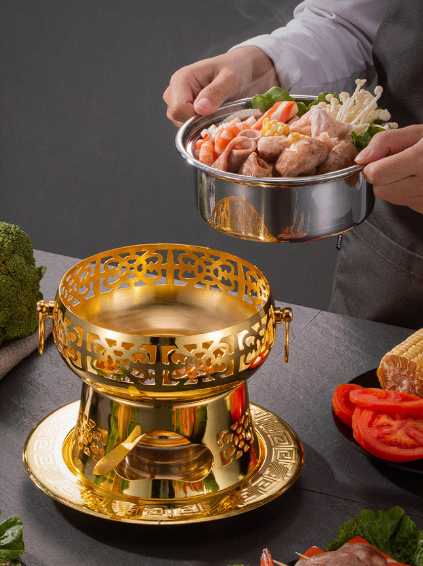 Nồi lẩu 1 người 16cm inox 304 dùng cồn YDL003