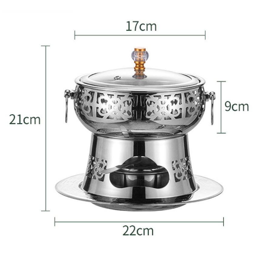 Nồi lẩu 1 người 16cm inox 304 dùng cồn YDL003