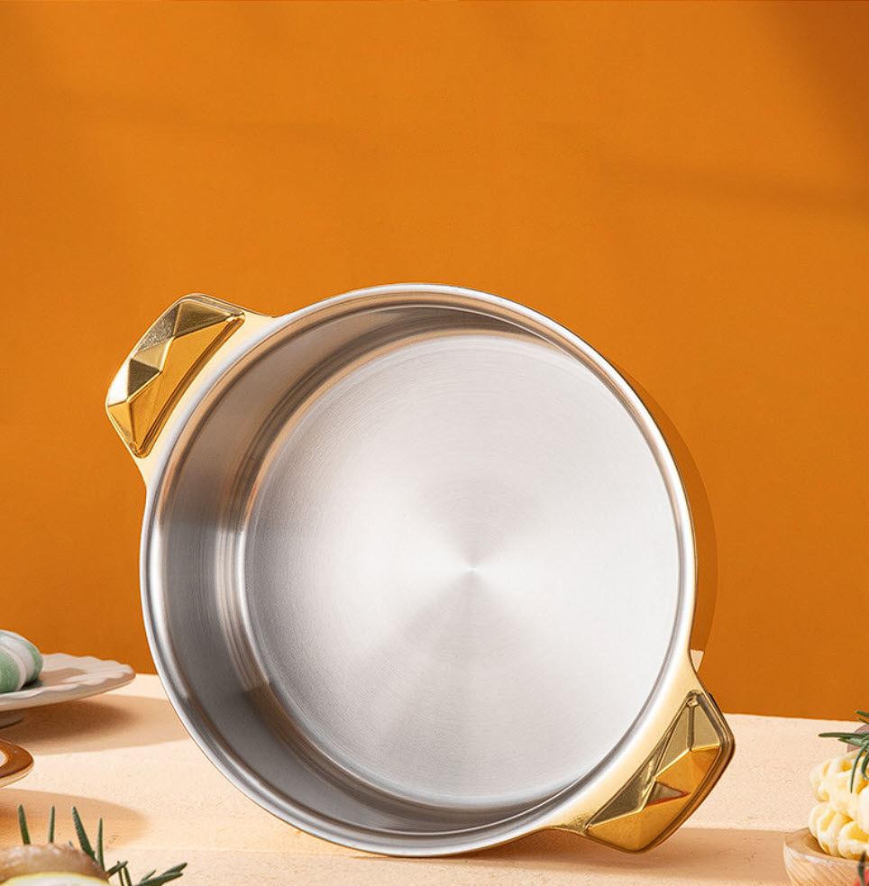 Nồi lẩu 1 người 16cm inox 304 mạ vàng dùng gas HU254