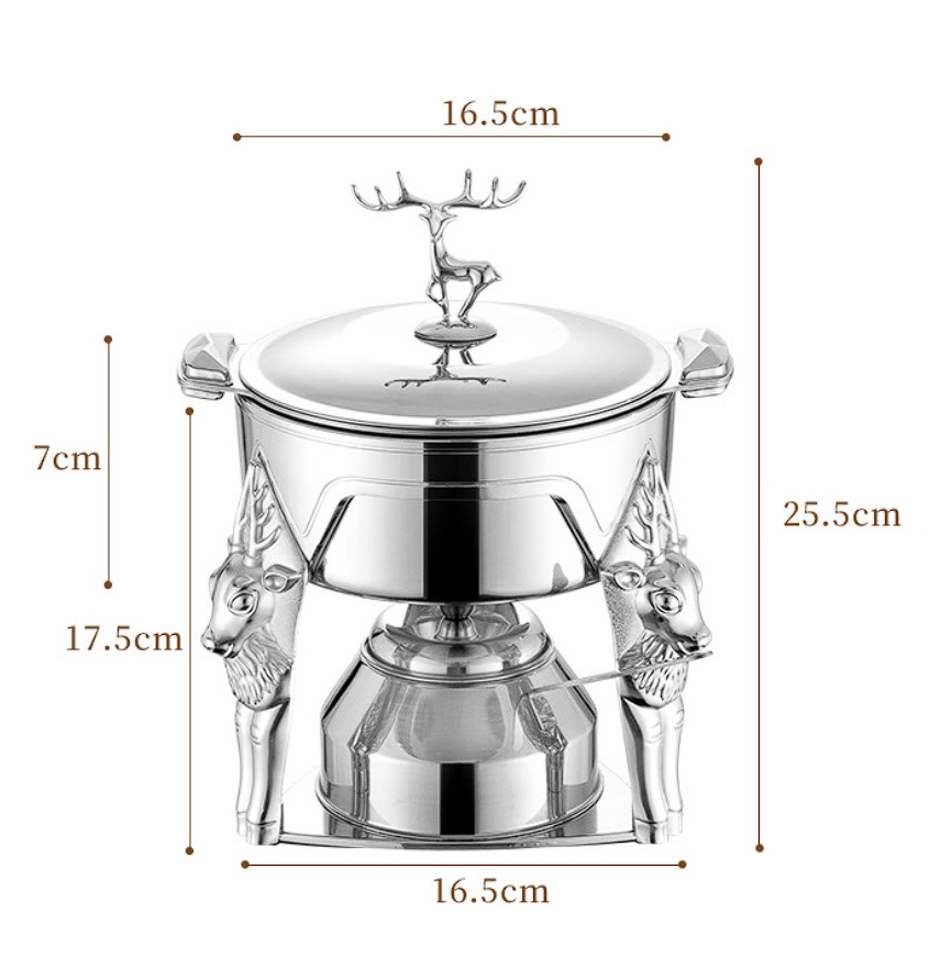 Nồi lẩu 1 người 16cm inox 304 mạ vàng dùng gas HU254