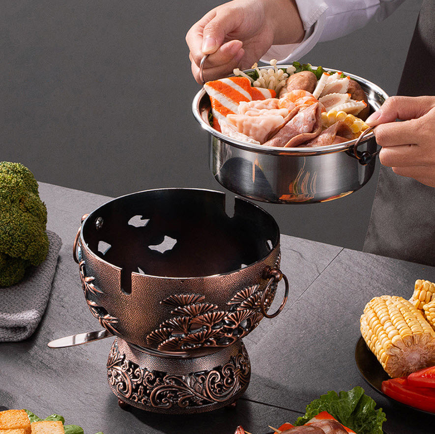 Nồi lẩu 1 người 18cm inox 304 dùng cồn HJ213