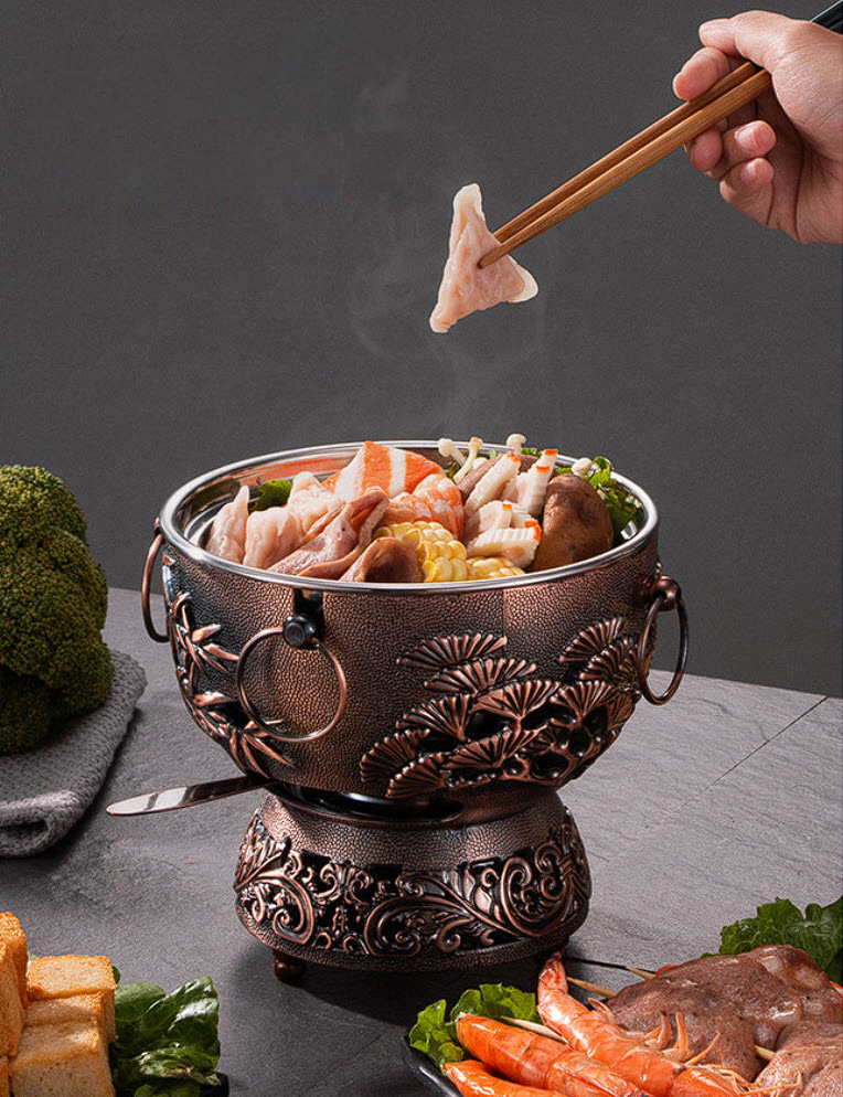 Nồi lẩu 1 người 18cm inox 304 dùng cồn HJ213