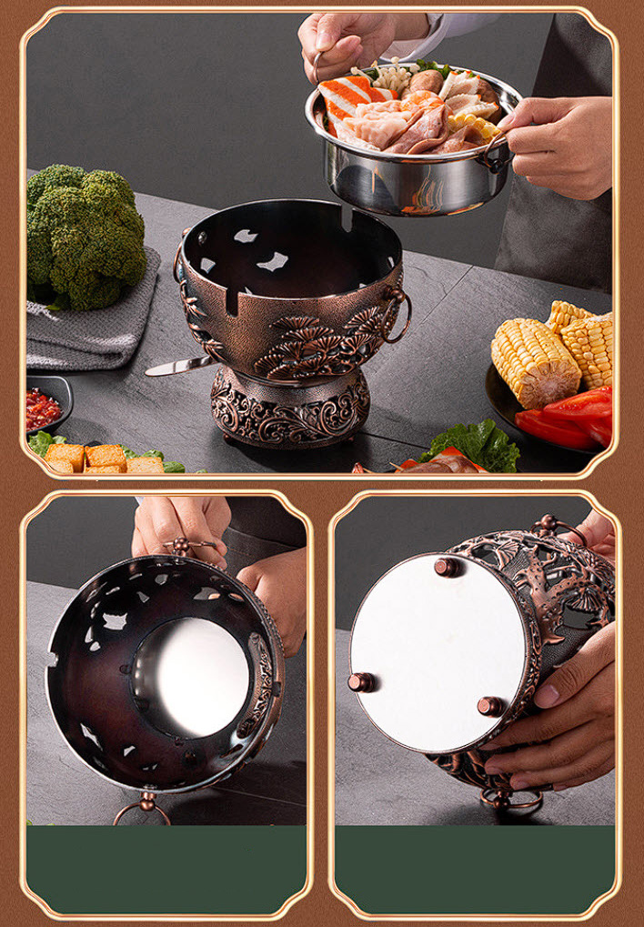 Nồi lẩu 1 người 18cm inox 304 dùng cồn HJ213