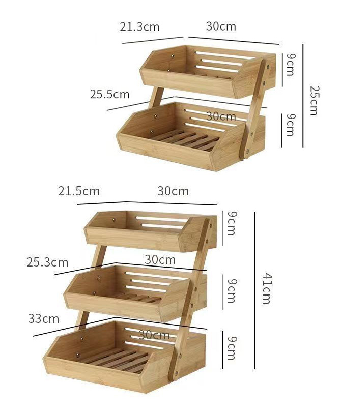 Kệ gỗ tre đựng bánh ngọt trái cây rau củ quả 2-3 tầng NZ317