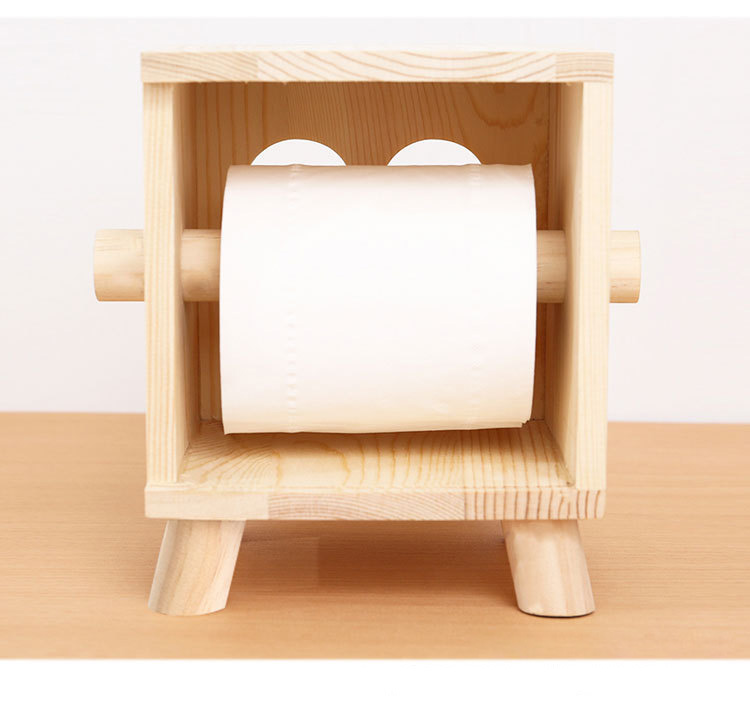 Hộp đựng khăn giấy cuộn ngộ nghĩnh gỗ thông PB021