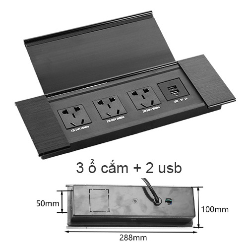 Ổ cắm âm bàn nắp lật chuẩn quốc tế chịu tải 10A BH011