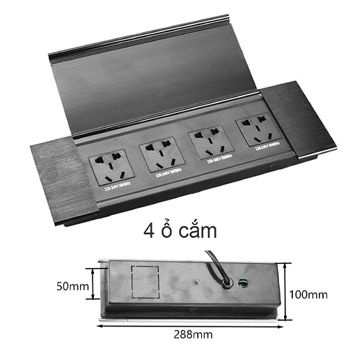 Ổ cắm âm bàn nắp lật chuẩn quốc tế chịu tải 10A BH011