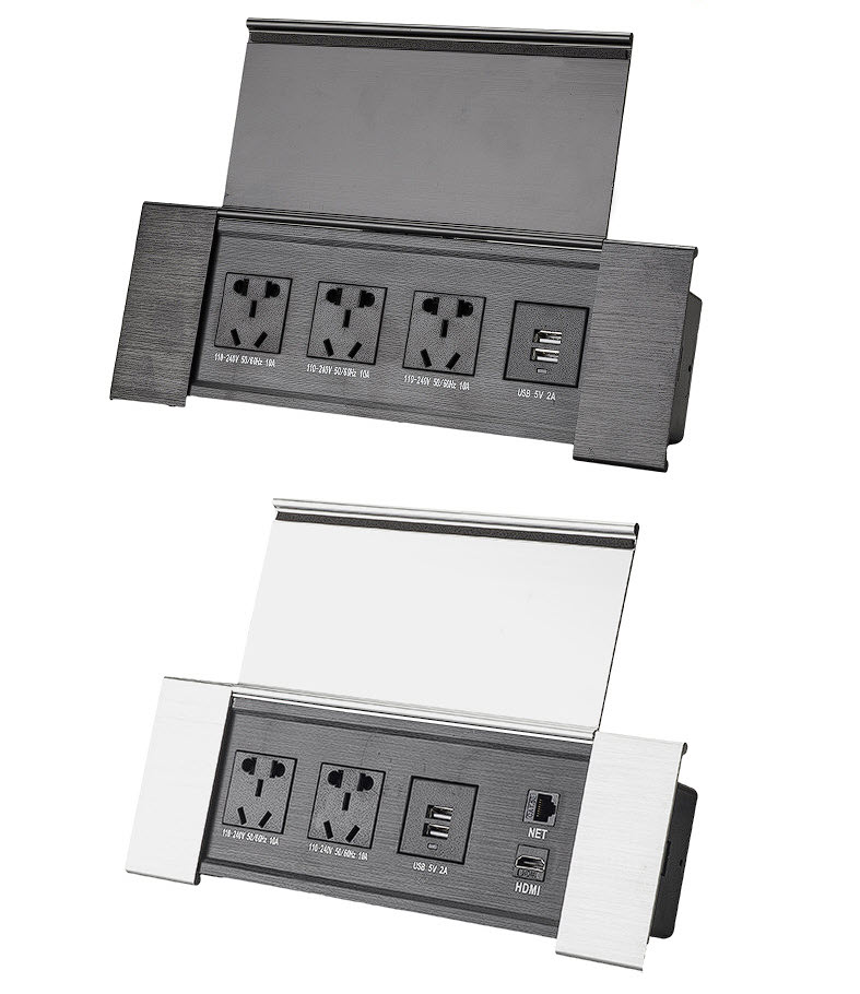 Ổ cắm âm bàn nắp lật chuẩn quốc tế chịu tải 10A BH011