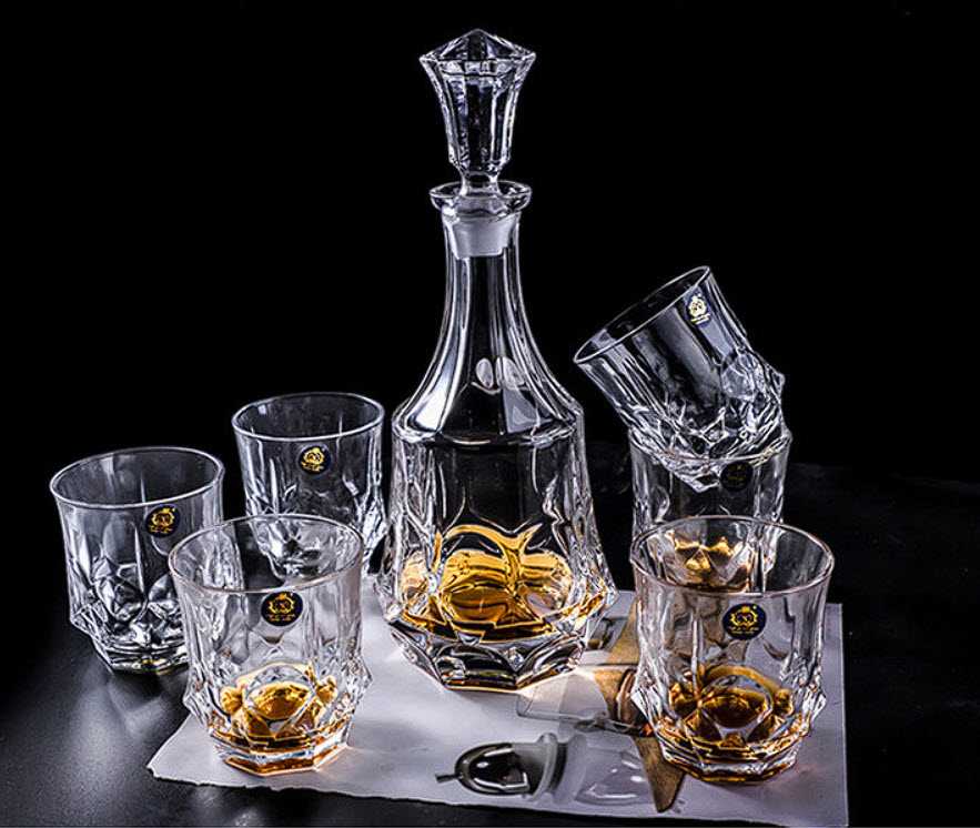 Bộ bình ly uống rượu tây uống whisky thủy tinh pha lê BB8876