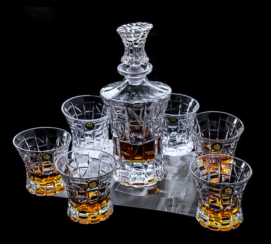 Bộ bình ly uống rượu tây uống whisky thủy tinh pha lê BB8876