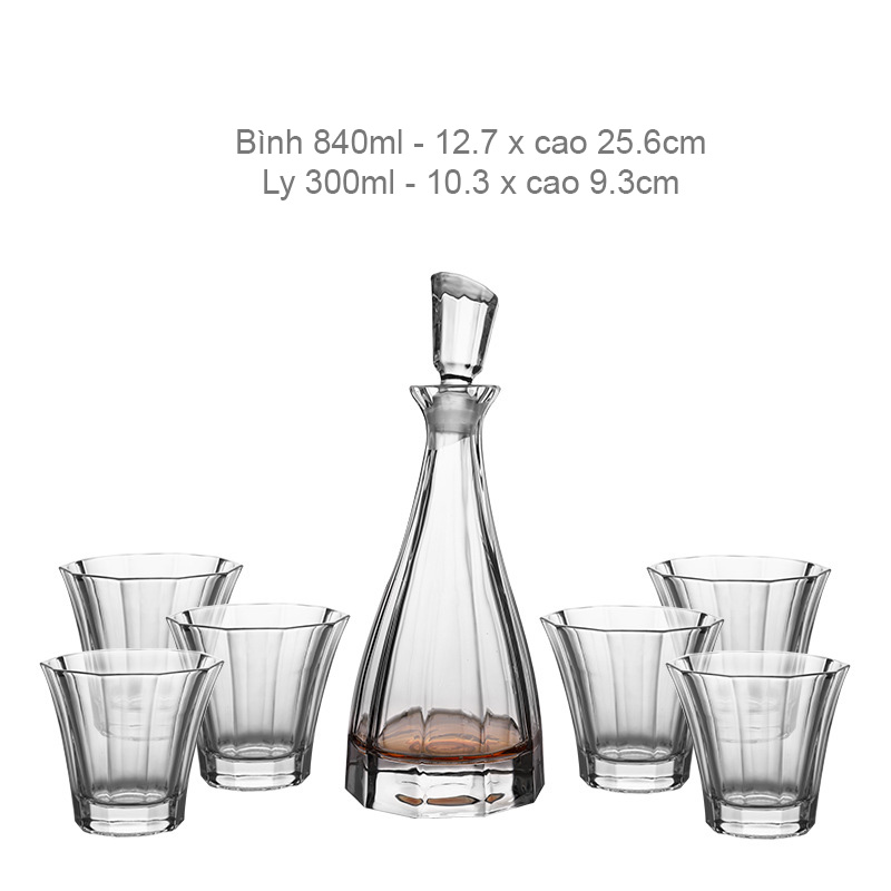 Bộ bình ly uống rượu tây uống whisky thủy tinh pha lê BB8876