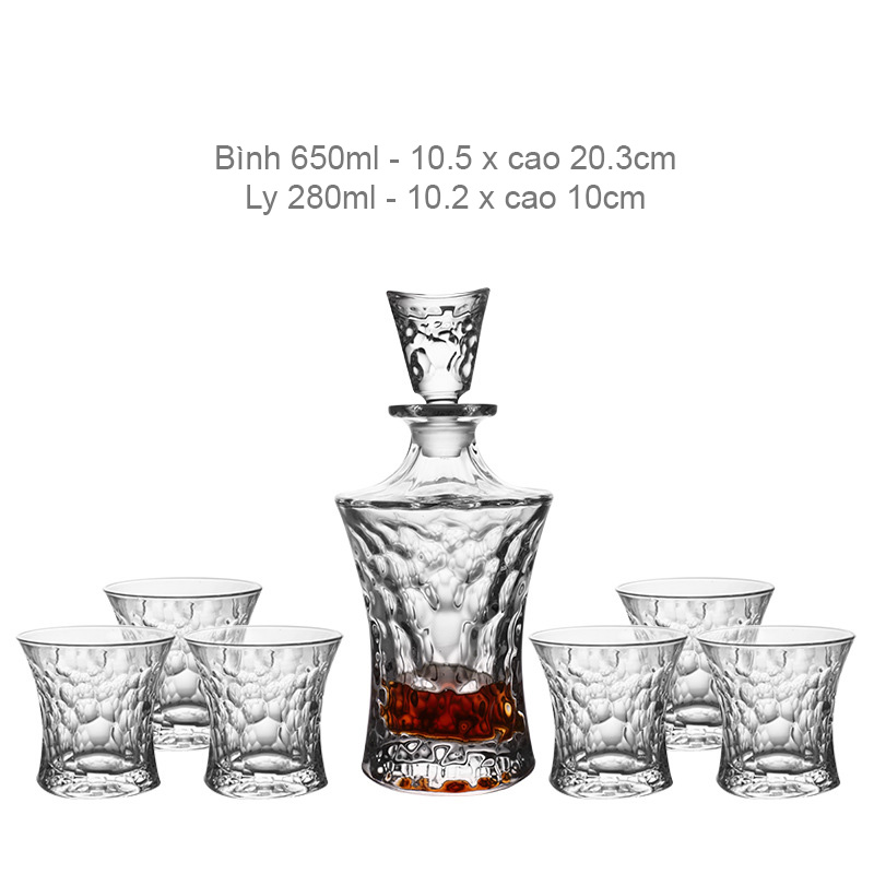 Bộ bình ly uống rượu tây uống whisky thủy tinh pha lê BB8876