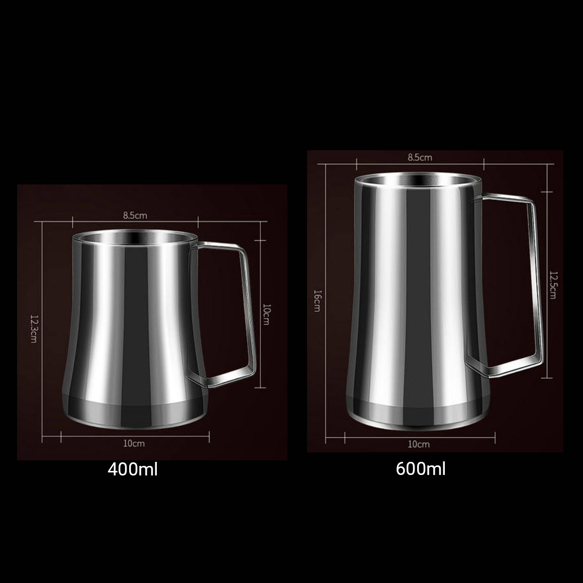 Ly uống beer cốc uống bia 2 lớp inox 304 400-600ml CYB011