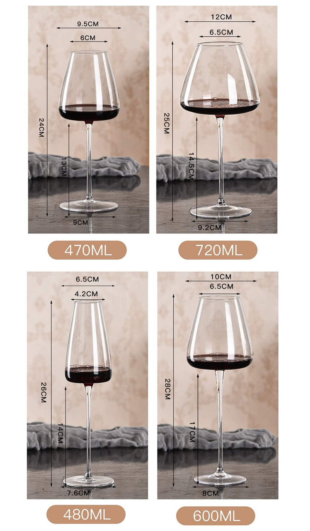 Ly uống vang thủy tinh ly champagne 470-720ml SJW012