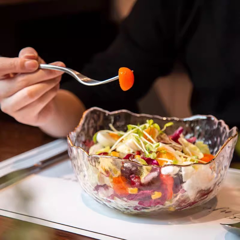 Tô thủy tinh vân sóng 3D đựng salad noodle fruit SJW018