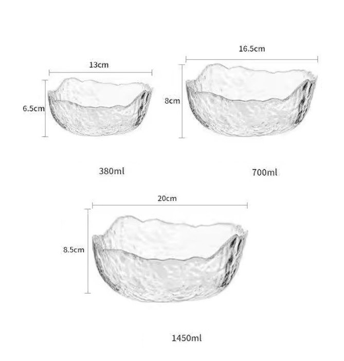 Tô thủy tinh vân sóng 3D đựng salad noodle fruit SJW018