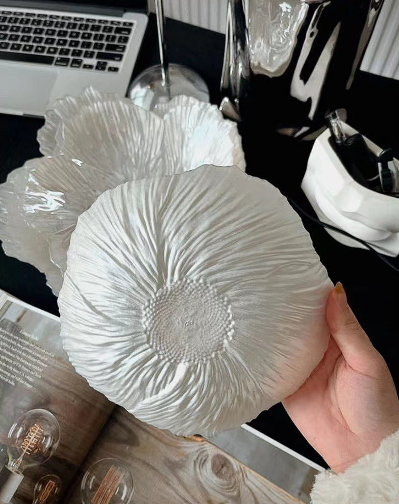 Dĩa thủy tinh bông hoa 5 cánh 3D SJW019