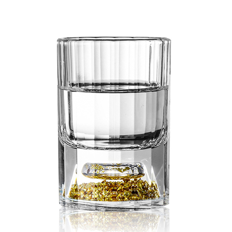 Ly uống rượu shot pha lê iceberg nhũ vàng CR012