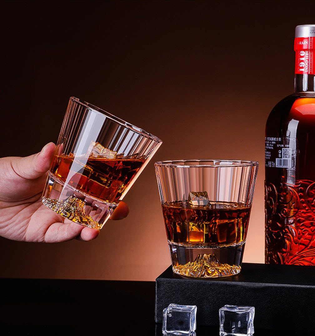 Ly whisky pha lê iceberg nhũ vàng 250ml CR014
