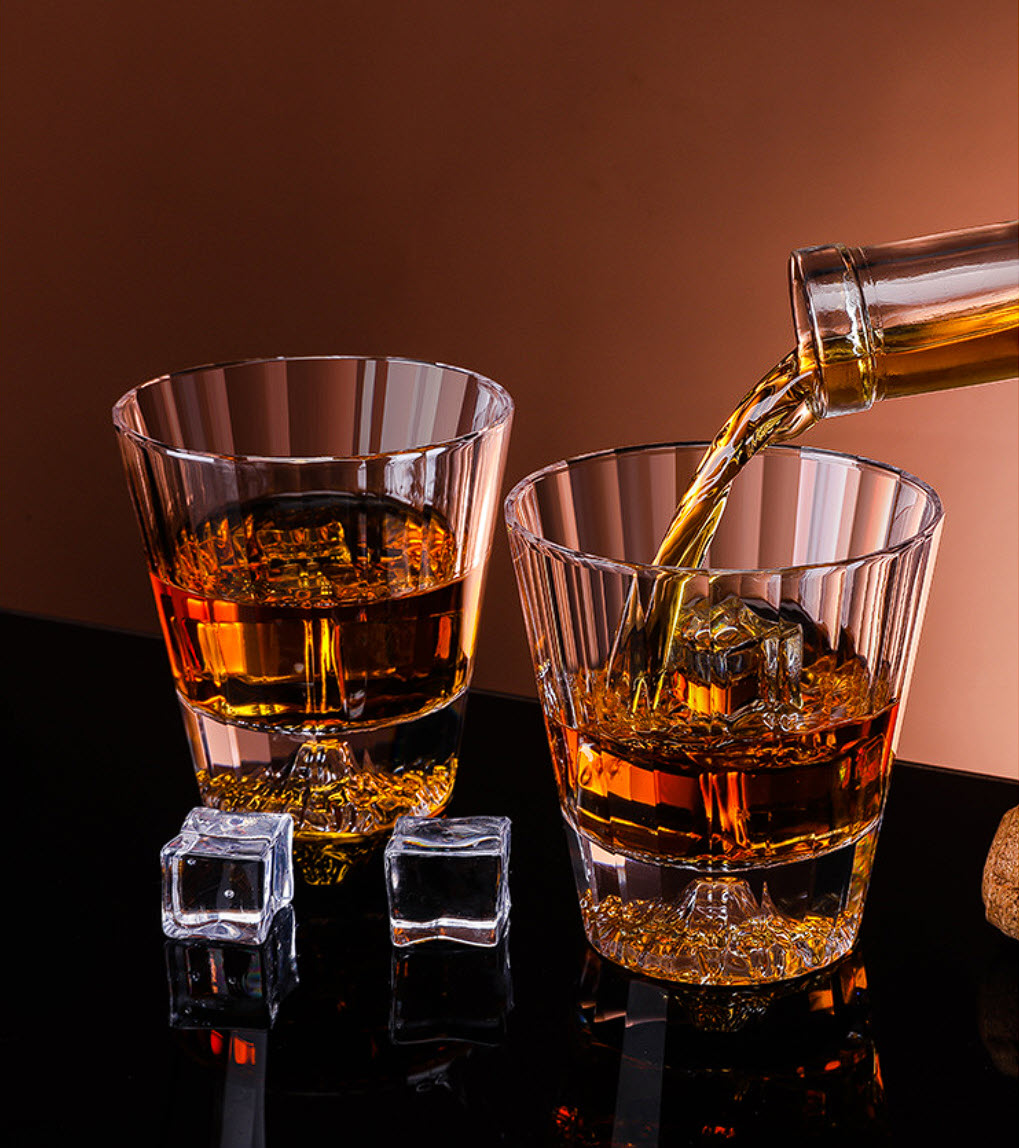 Ly whisky pha lê iceberg nhũ vàng 250ml CR014
