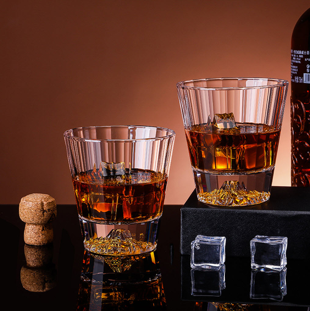 Ly whisky pha lê iceberg nhũ vàng 250ml CR014