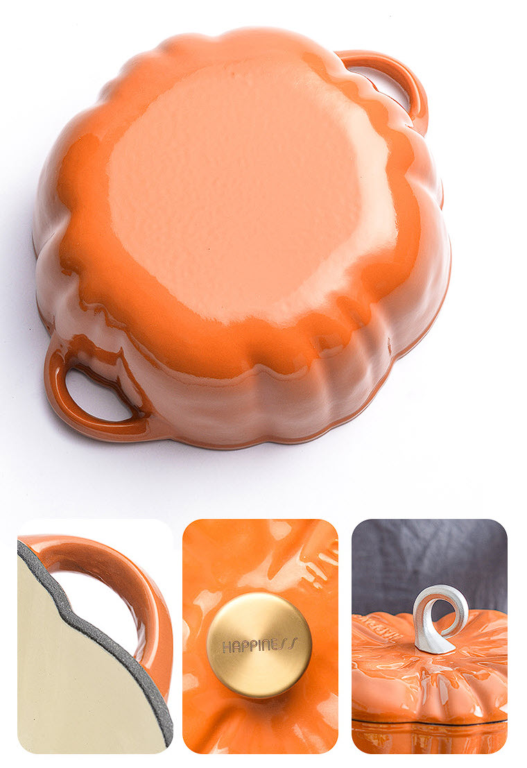 Nồi gang tráng men Trái Bí Happyness 16-25cm HN015