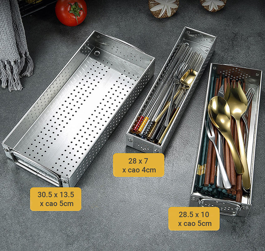Khay đựng đũa muỗng nĩa dụng cụ nhà bếp inox 304 F149
