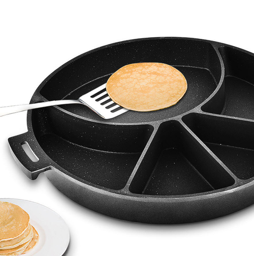 Chảo nướng sốt phô mai 5 ngăn 32cm nhôm phủ đá y tế ZS320B