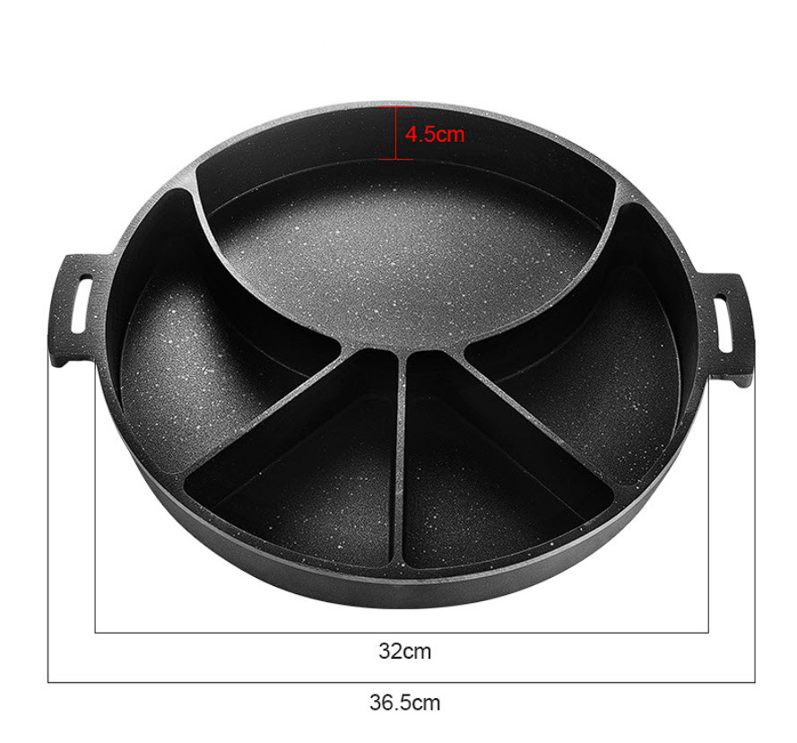 Chảo nướng sốt phô mai 5 ngăn 32cm nhôm phủ đá y tế ZS320B