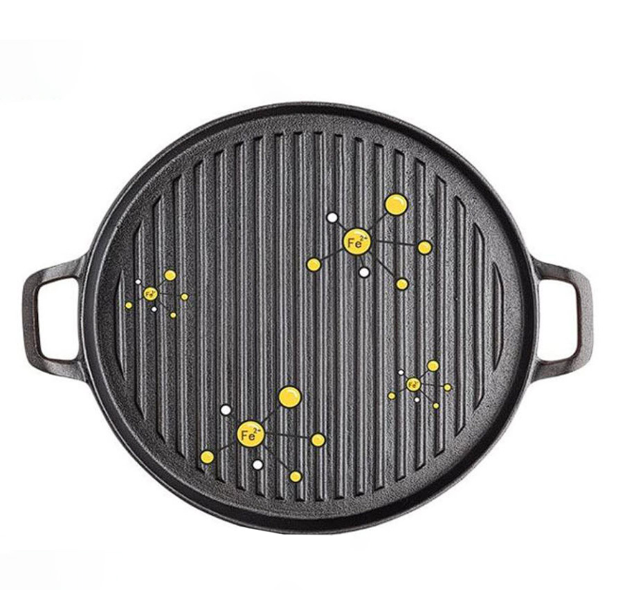 Chảo gang nướng BBQ nướng cá nướng hải sản vân sọc T029