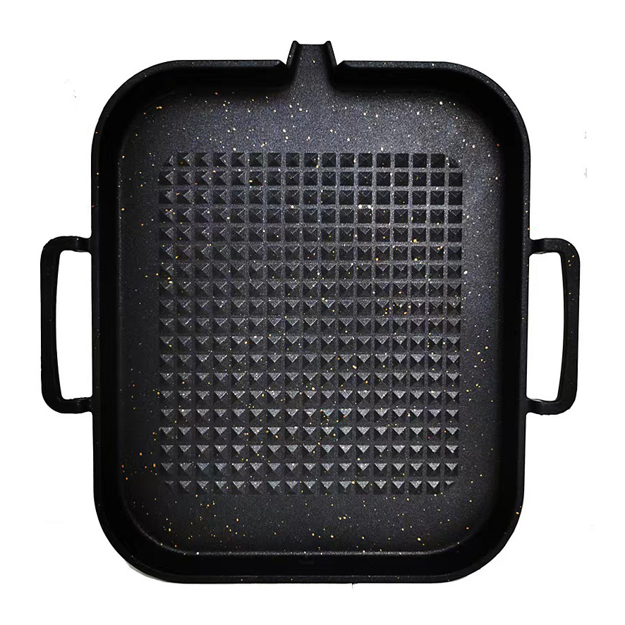 Chảo nướng thịt nhôm 30x25 phủ đá y tế chống dính KS032