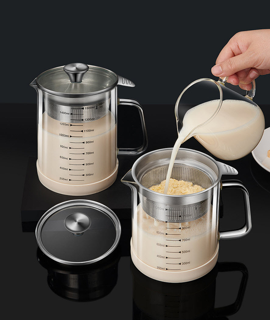Ca lọc trà lọc sữa đậu nành lọc dầu thủy tinh borosilicate 1L5 Y184