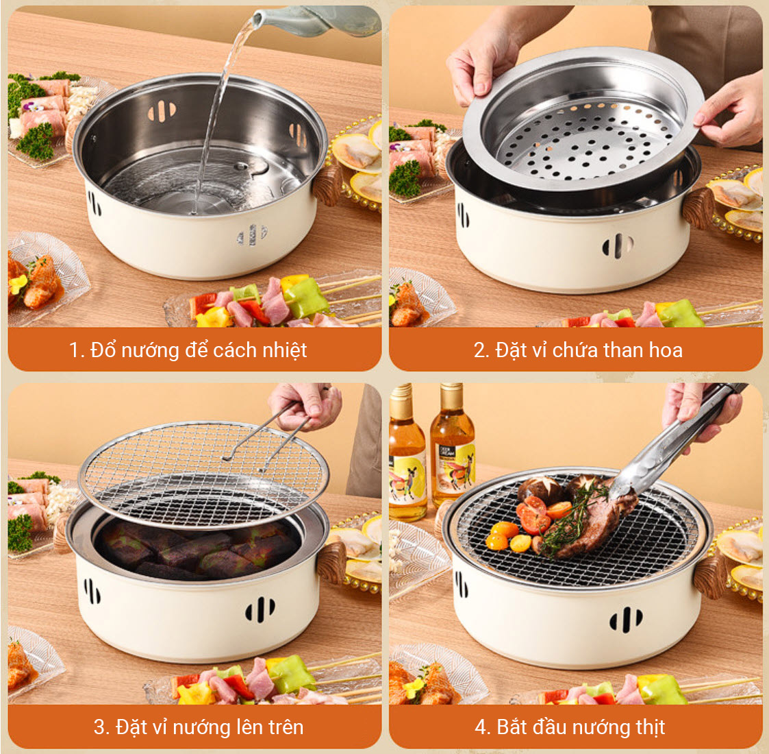 Bếp nướng than hoa để bàn 28cm cho nhà hàng và gia đình TY001