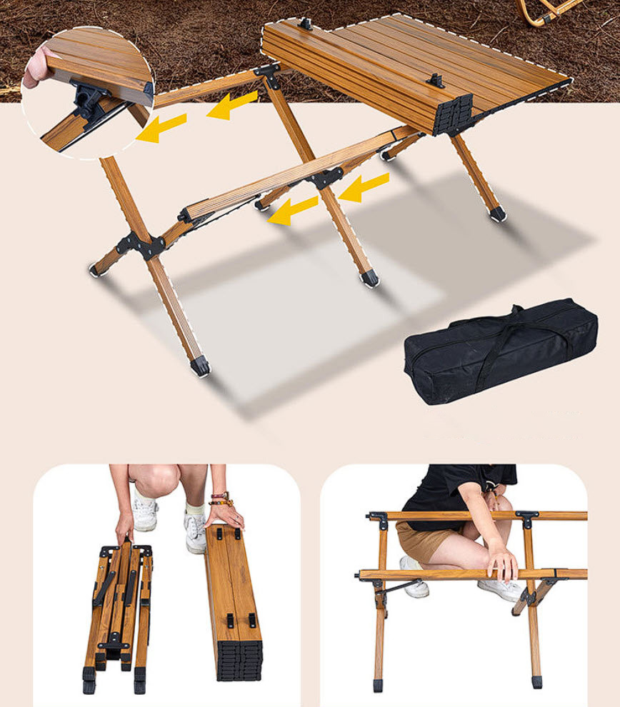 Bàn cắm trại gấp gọn thanh cuộn nhôm bàn xếp du lịch XCT03