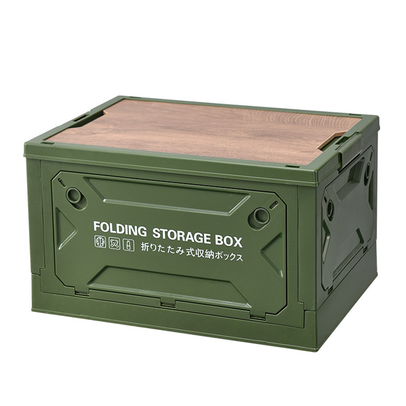 Thùng đựng đồ cắm trại gấp gọn 50L nhựa ABS mặt nắp gỗ XCT06