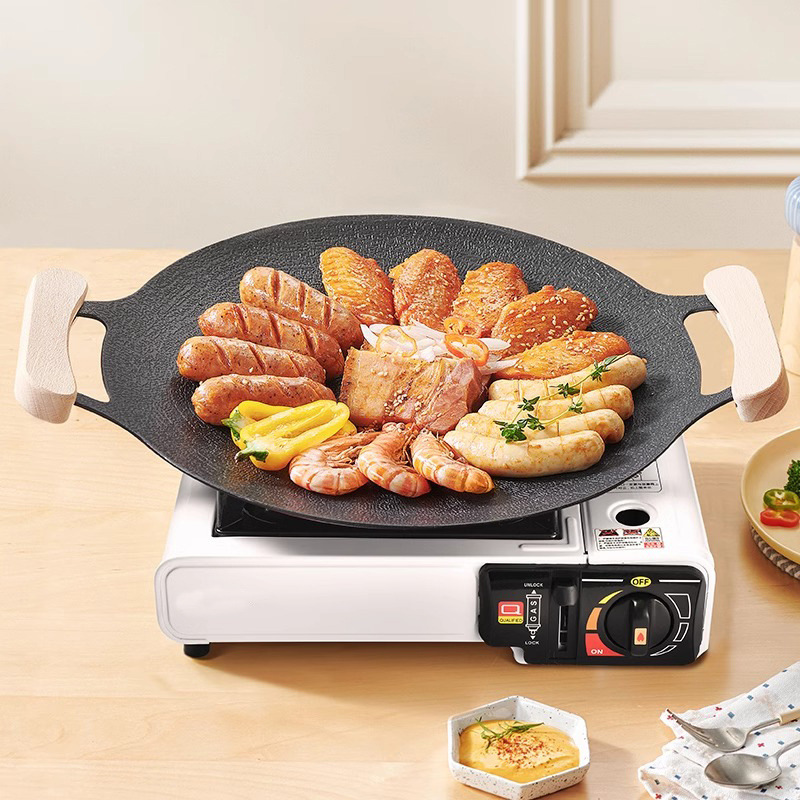 Chảo nướng BBQ cắm trại vỉ nướng du lịch đá maifan 30-38cm XCT07