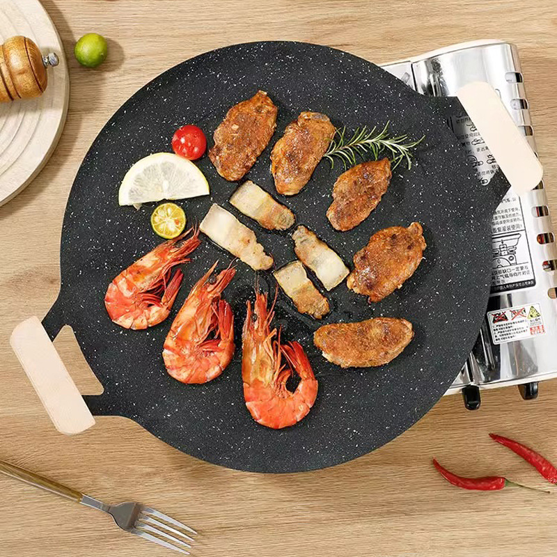Chảo nướng BBQ cắm trại vỉ nướng du lịch đá maifan 30-38cm XCT07