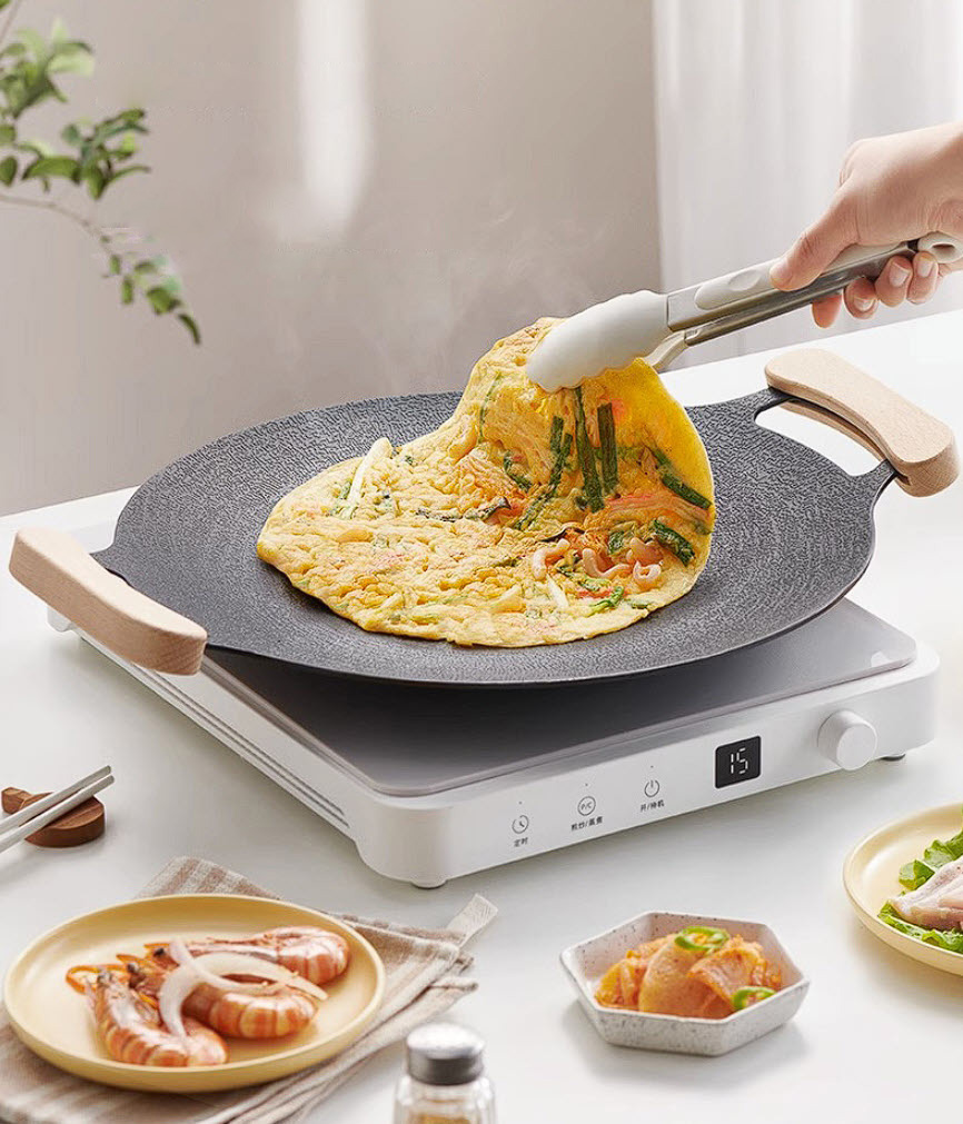 Chảo nướng BBQ cắm trại vỉ nướng du lịch đá maifan 30-38cm XCT07
