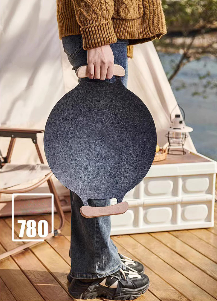 Chảo nướng BBQ cắm trại vỉ nướng du lịch đá maifan 30-38cm XCT07