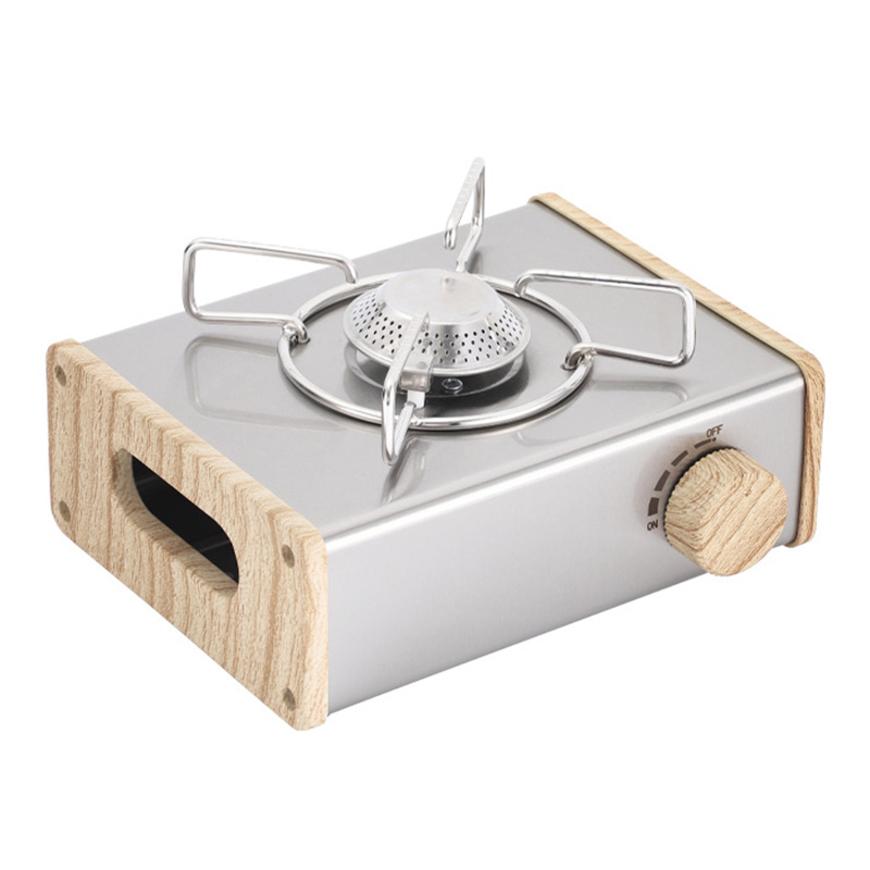 Bếp gas cắm trại bếp gas mini du lịch inox viền giả gỗ YD014