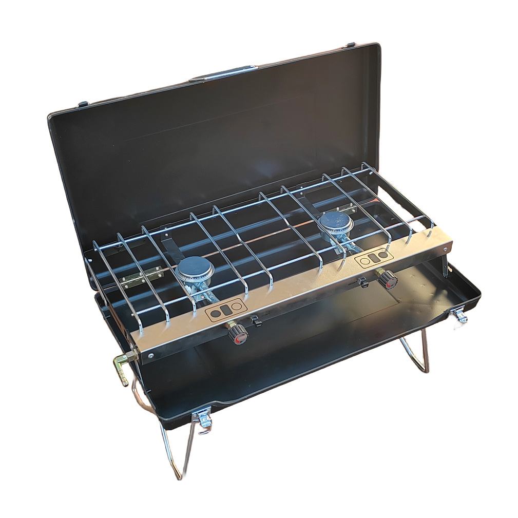 Bếp gas cắm trại picnic gấp gọn loại đôi 2 đầu đốt RT9480