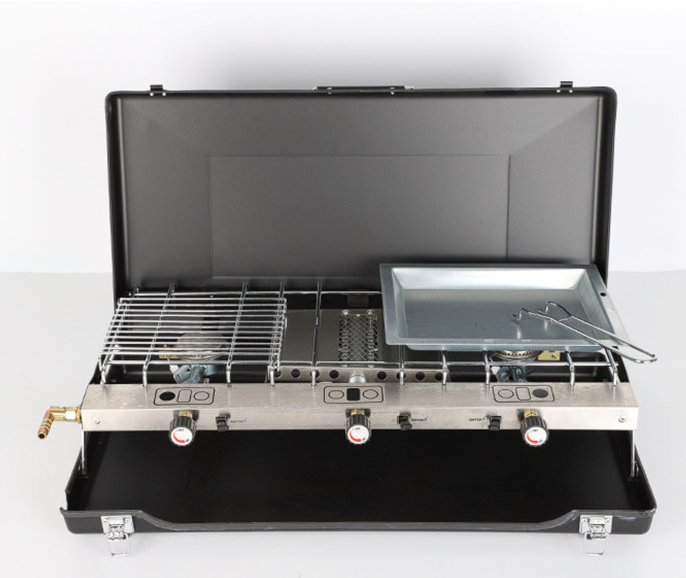 Bếp gas cắm trại picnic gấp gọn loại đôi 2 đầu đốt RT9480