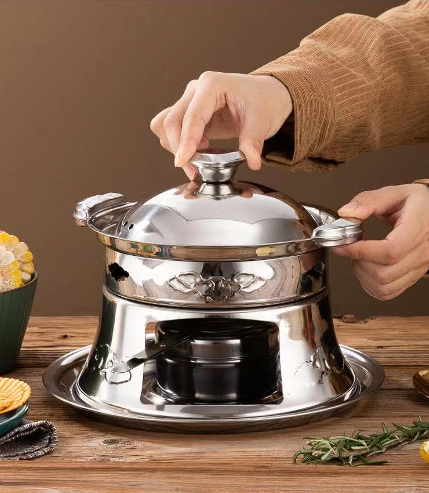 Nồi lẩu 1 người 17cm kèm bếp cồn inox 304 CCD014