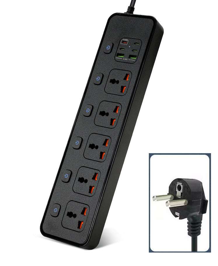 Ổ cắm điện đa năng 5 ổ 2USB-A và 3Type-C kèm sạc nhanh PD30w BKL25