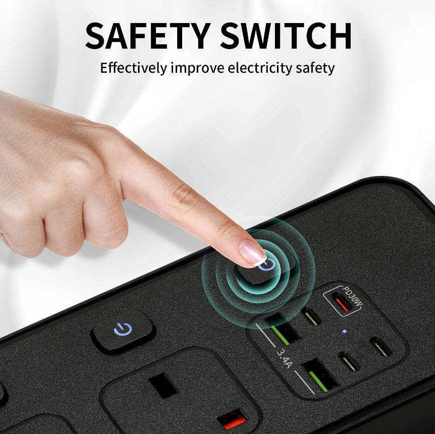 Ổ cắm điện đa năng 5 ổ 2USB-A và 3Type-C kèm sạc nhanh PD30w BKL25