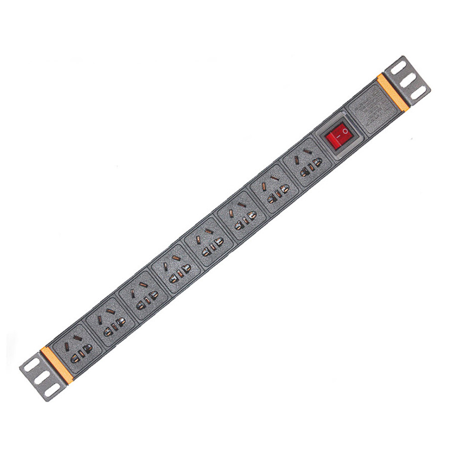 Thanh nguồn PDU ổ cắm tủ rack 8 cổng vỏ nhôm có công tắc quản lý nguồn XTE408