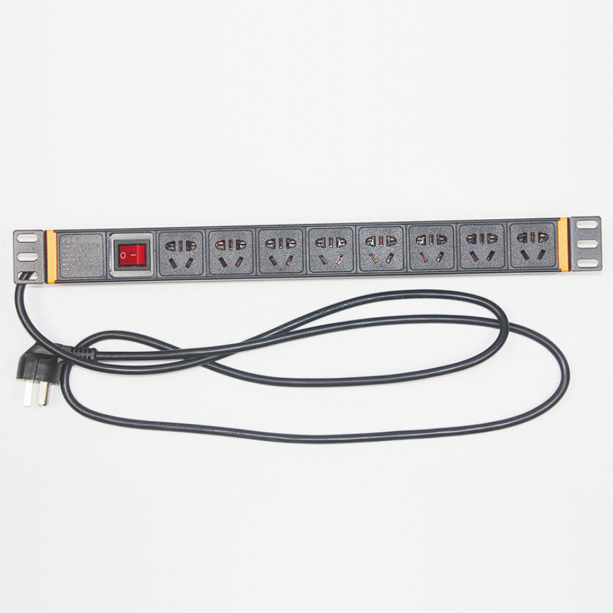 Thanh nguồn PDU ổ cắm tủ rack 8 cổng vỏ nhôm có công tắc quản lý nguồn XTE408