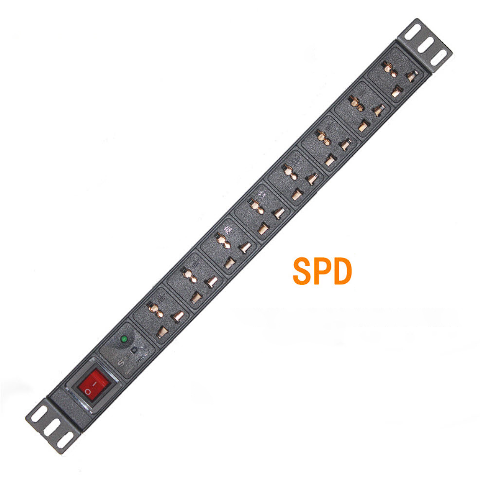 Thanh nguồn PDU ổ cắm tủ rack 8 cổng vỏ nhôm có công tắc quản lý nguồn XTE408