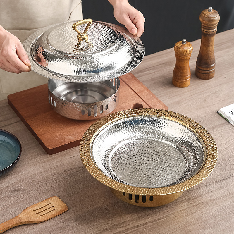 Bộ chảo bếp cồn inox 304 hâm nóng thức ăn đựng tôm hùm cua hấp lagu hâm nóng thức ăn SH102