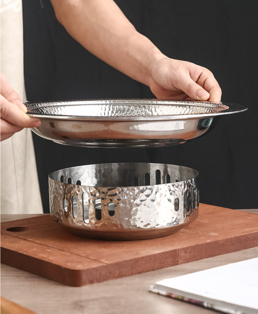 Bộ chảo bếp cồn inox 304 hâm nóng thức ăn đựng tôm hùm cua hấp lagu hâm nóng thức ăn SH102